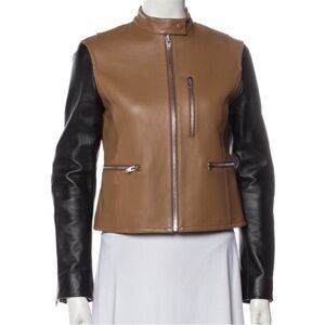 🤩🔥 ALEXANDER WANG Two-Tone Lambskin Biker Jacket | Size M 🖤🤎